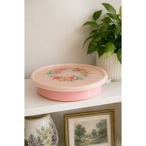 Vintage Dicky Pink Plastic Cake Carrier Covered Cake Saver Floral Zellers Canada